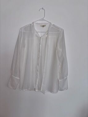 AND Sheer White Tie-Front Blouse